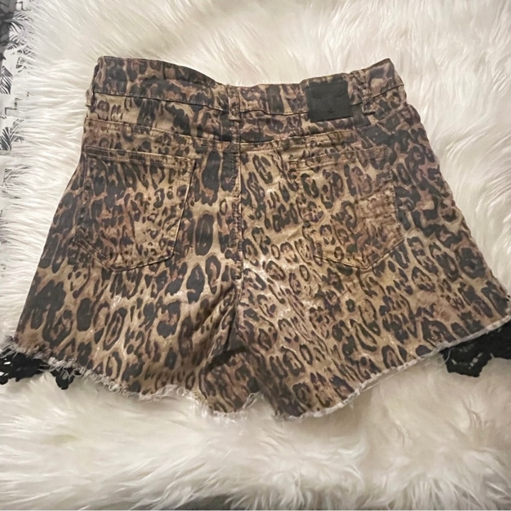 Leopard Print Denim Shorts